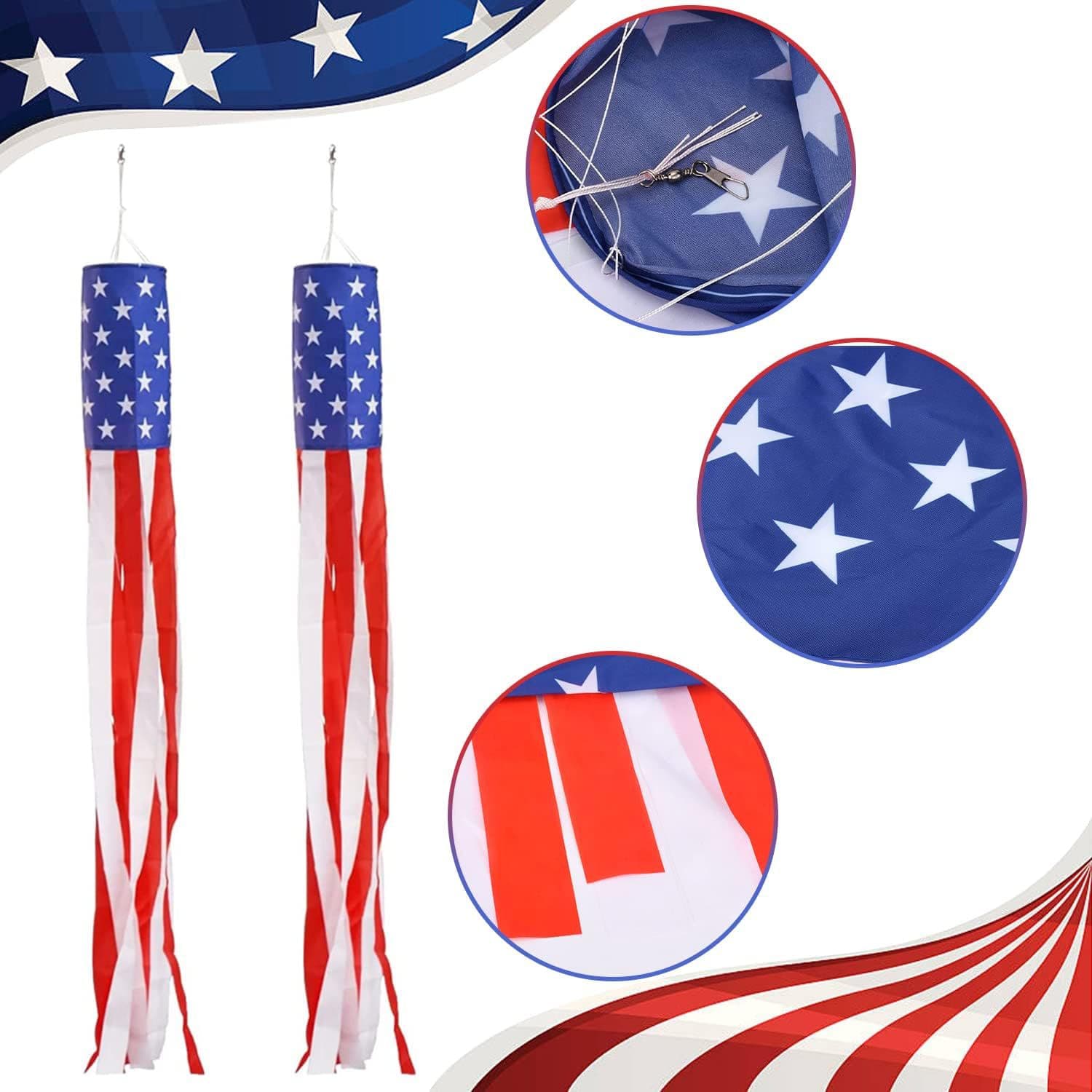 40-Inch American Flag Wind Sock Stars and Stripes Wind Sock