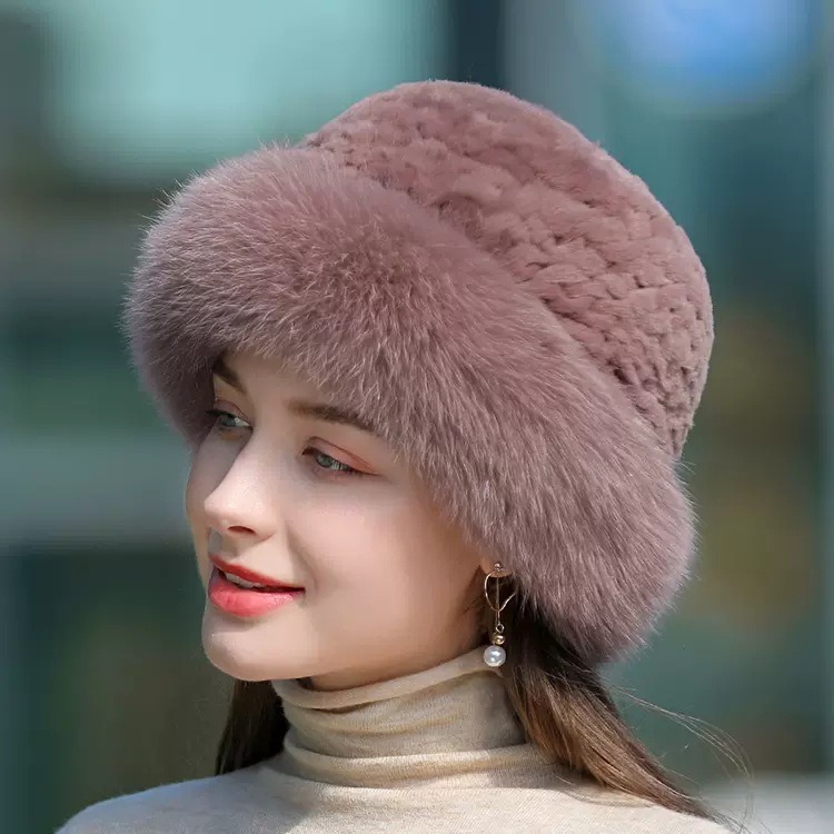 Braided Real Hair Warm Thick Basin Hat