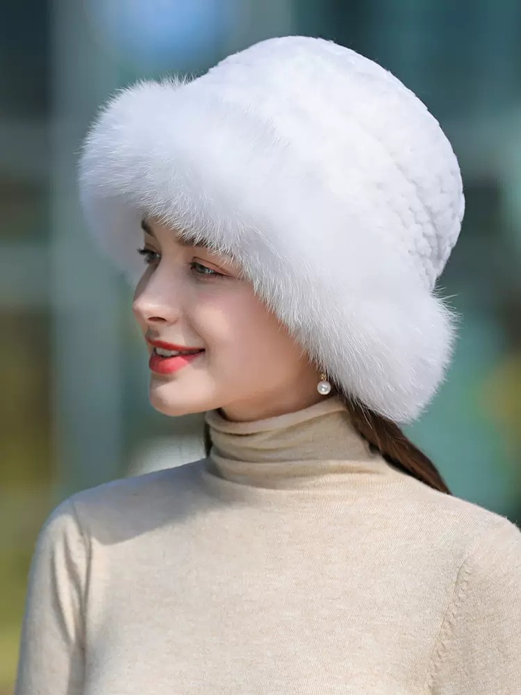 Braided Real Hair Warm Thick Basin Hat