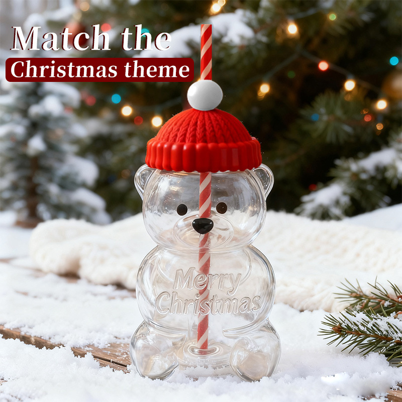 Christmas Bear Glass Cup