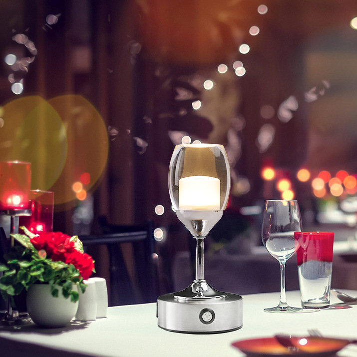 Crystal Red Wine Glass Shaped Wireless Table Lamp