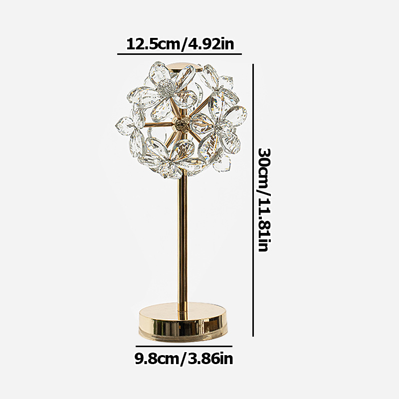 Crystal Flower Luxury Wireless Desk Lamp