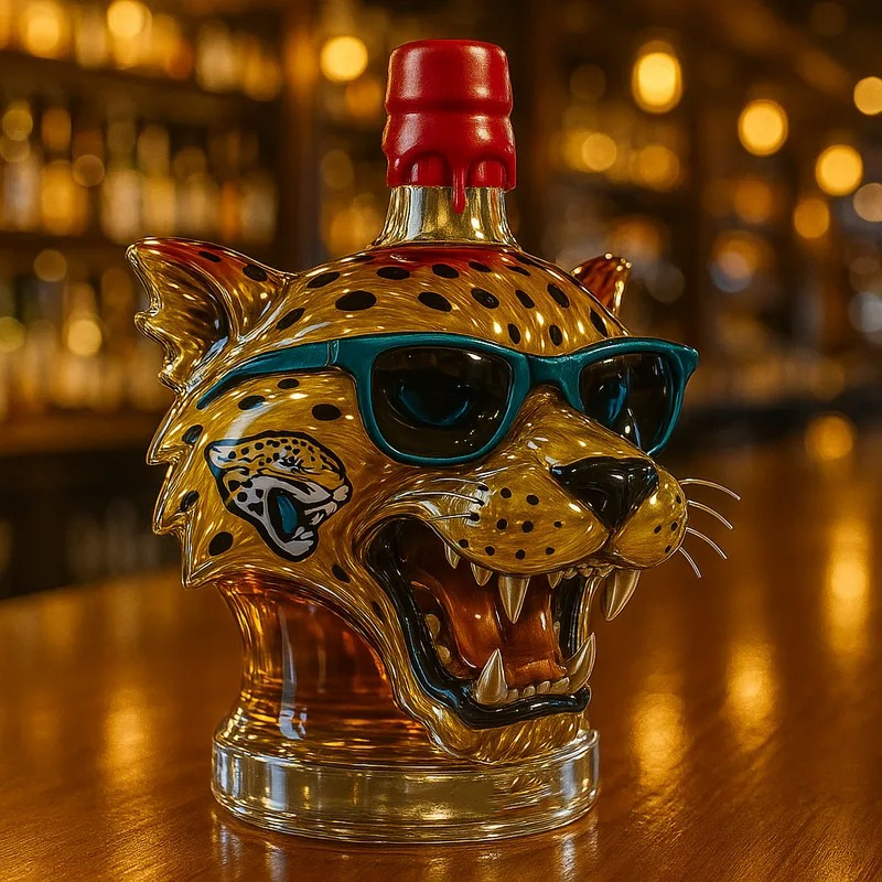 10oz Unique Leopard Print Whiskey Bottle