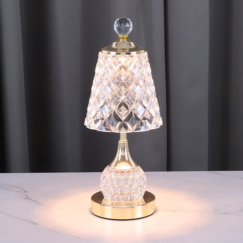 Luxury Crystal Touch Switch Cordless Bedside Lamp