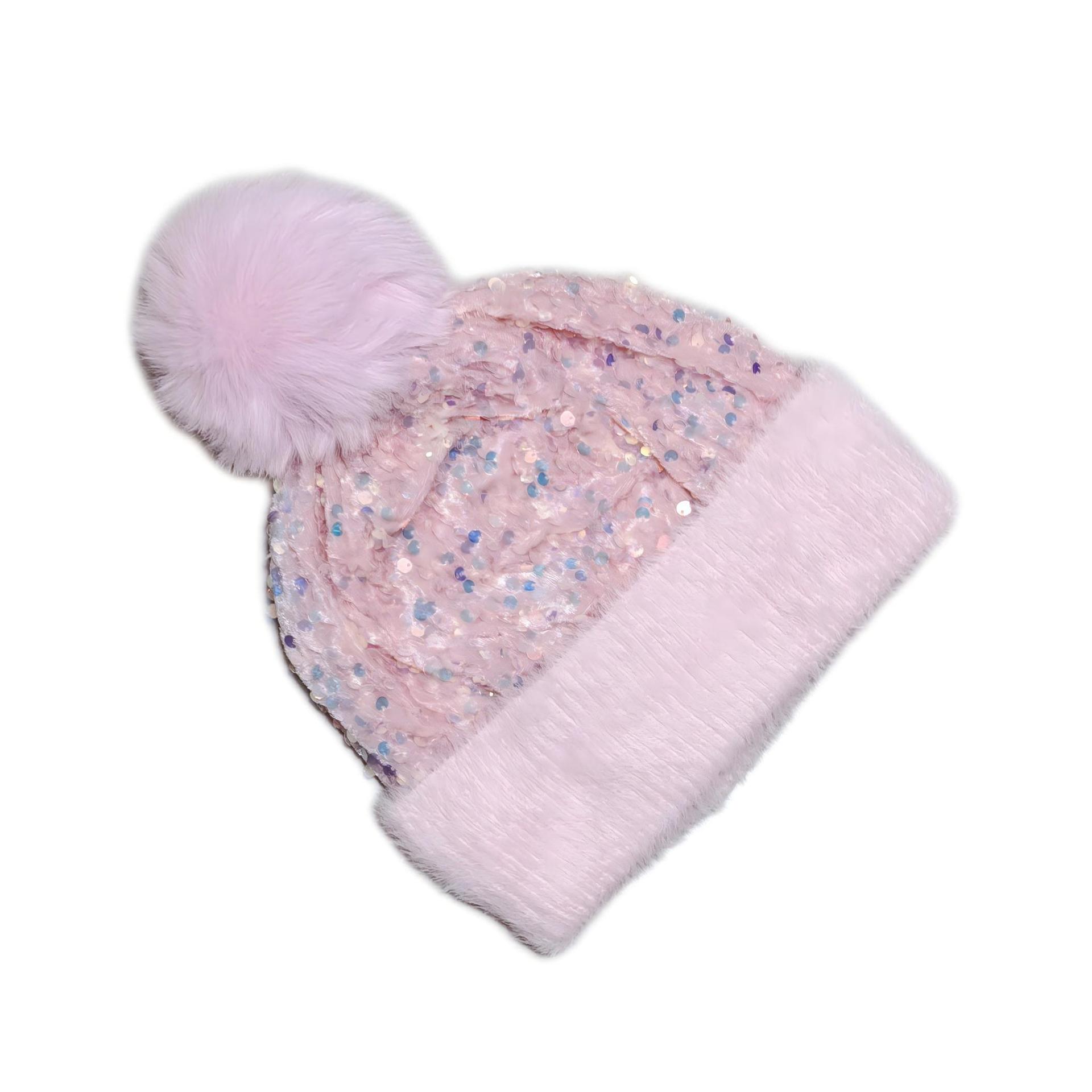 🔥Last Day 49% OFF - Sequin Fur Pom Beanie for Women