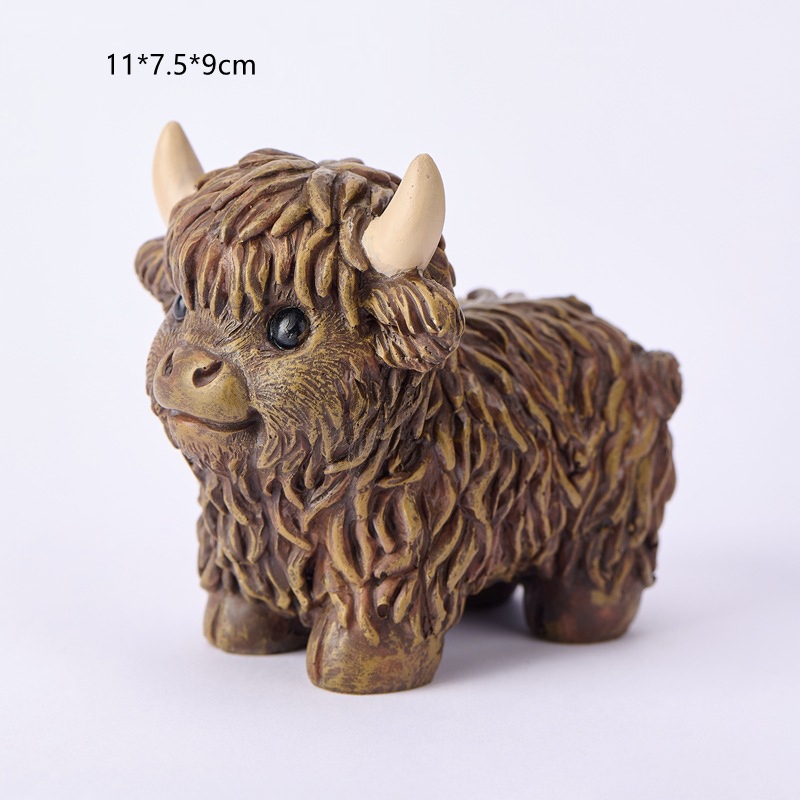 Cute Simulation Highland Cattle Resin Statue