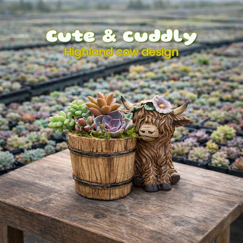 🌸 Adorable Highland Cow Succulent Planter – A Heartfelt Mother’s Day Gift