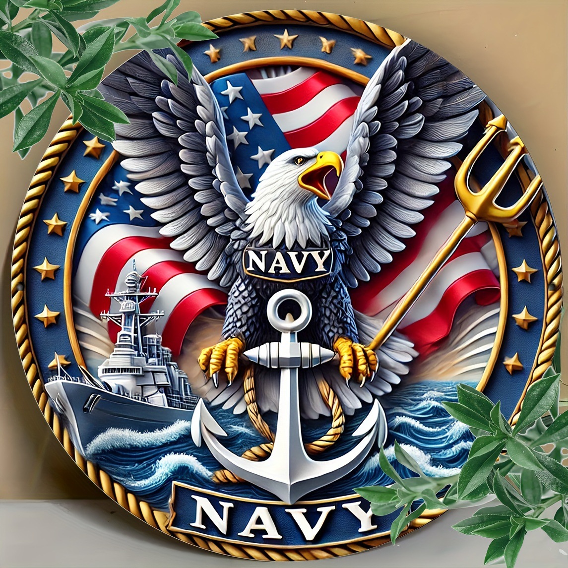  12” Patriotic Pride Door Wreath – Handcrafted Wooden 4th of July Sign for Home