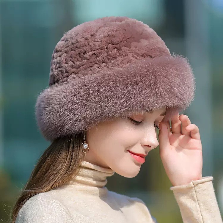 Braided Real Hair Warm Thick Basin Hat