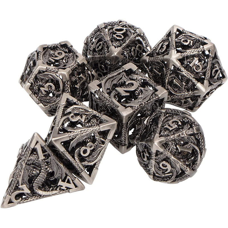 Hollow Metal Dragon Shaped Carving Dice Set