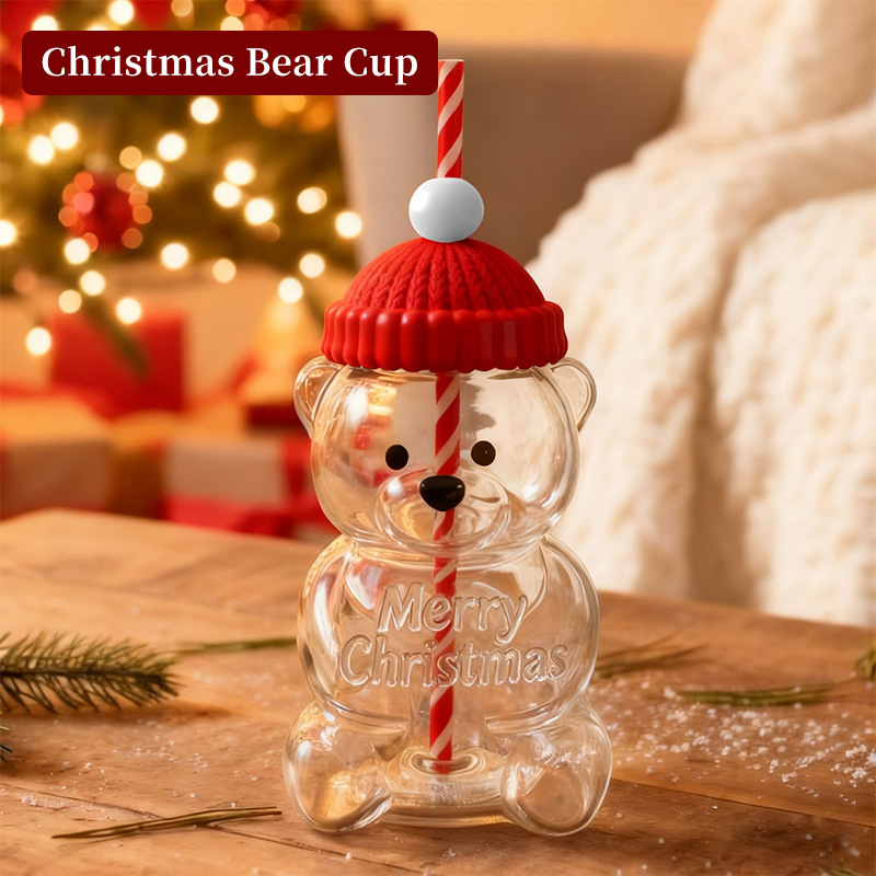 Christmas Bear Glass Cup