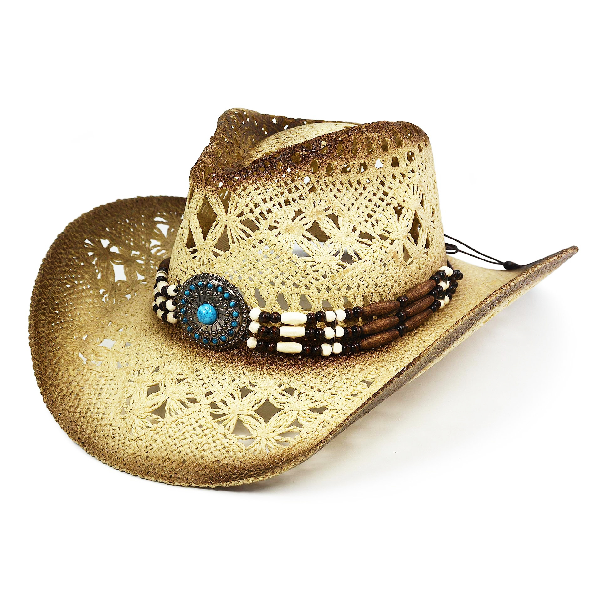  Handmade Turquoise Cowboy Straw Hat