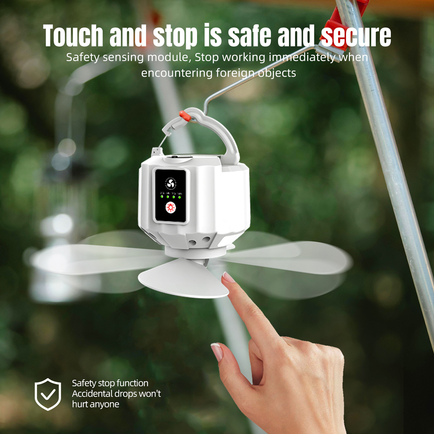 Portable LED Rechargeable Tent Pendant Light Fan