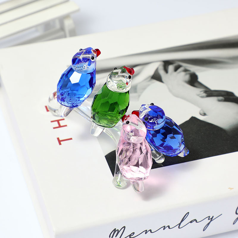 Handmade Blue Crystal Bird Figurine Collectible