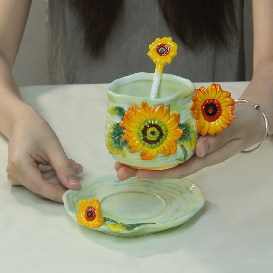 3D Handmade and Hand-painted Ceramic Coffee Mug