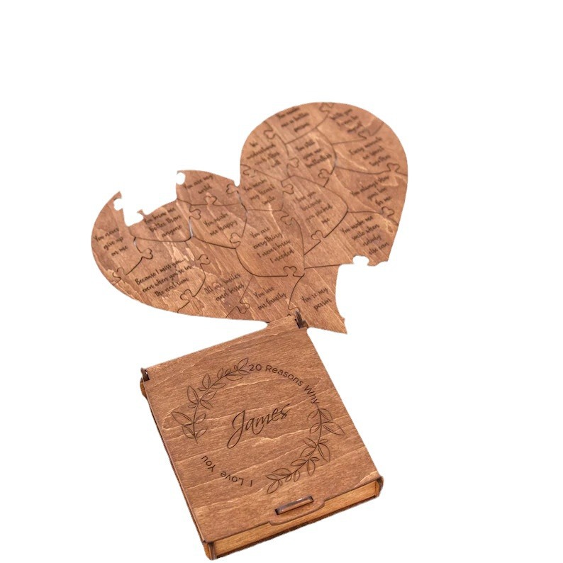 Wooden Heart Puzzle, 20 Reasons Why I Love You