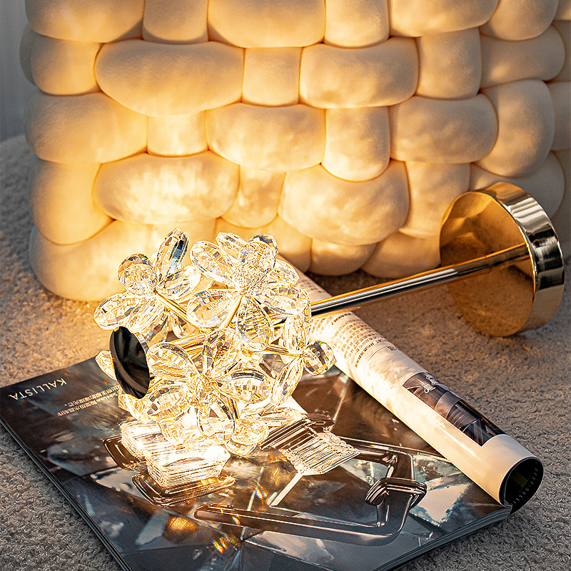 Crystal Flower Luxury Wireless Desk Lamp