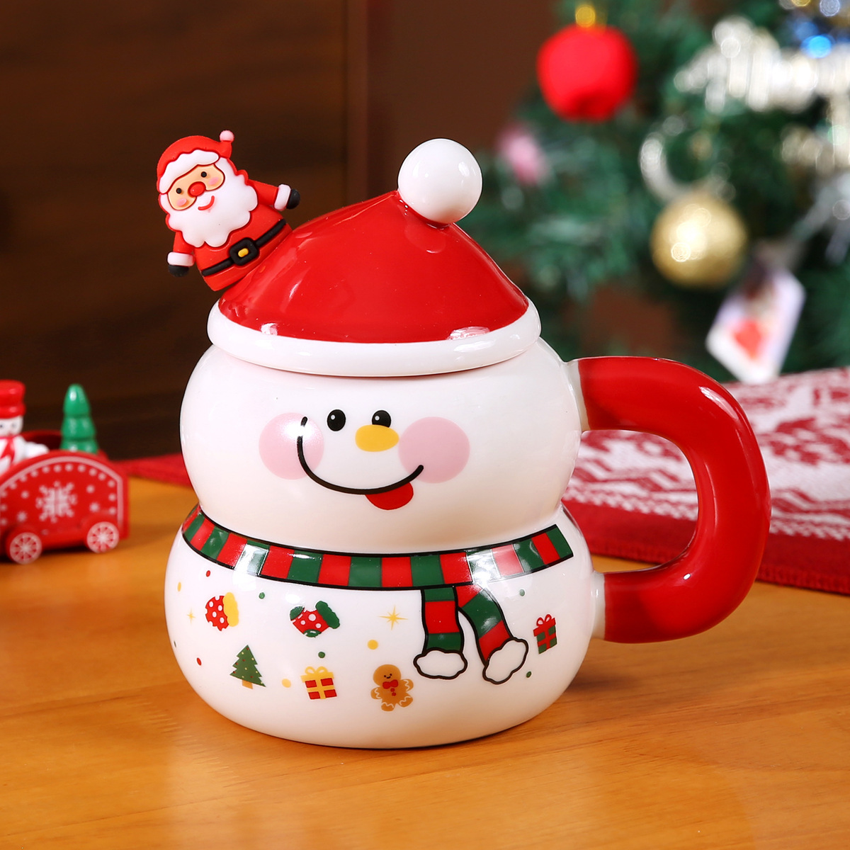 13.5Oz Christmas-Themed Coffee Mug with Spoon and Gift Box