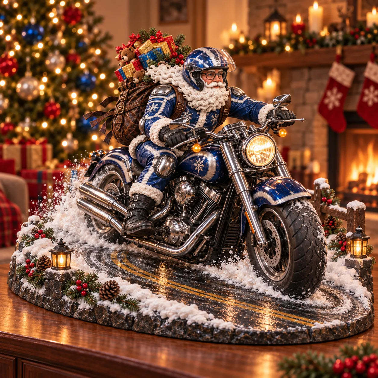 🏍️ Santa Motorcycle Christmas Figurine Collection