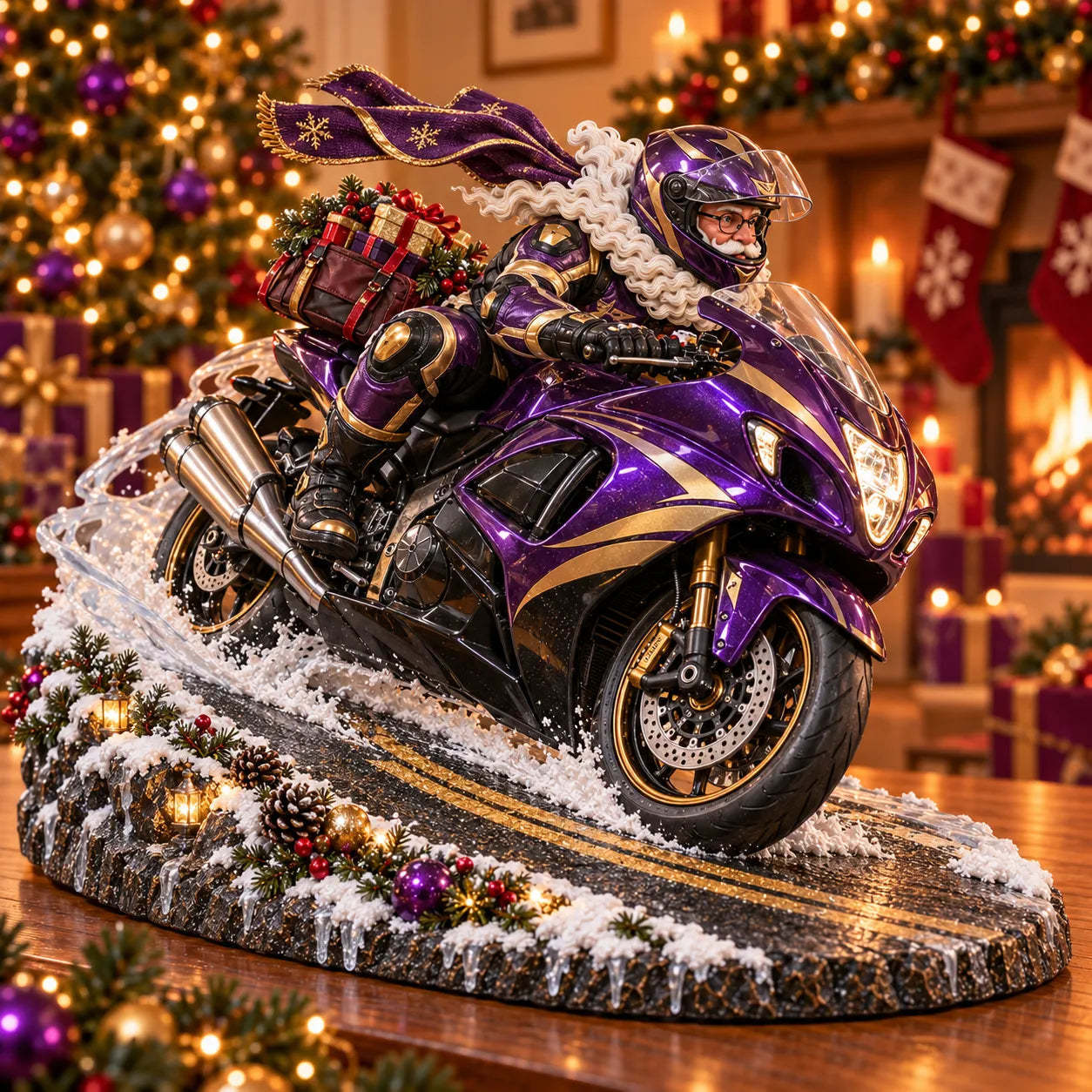 🏍️ Santa Motorcycle Christmas Figurine Collection