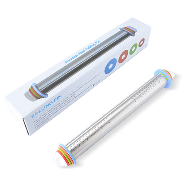 Stainless steel Rolling Pin With Thickness Rings
