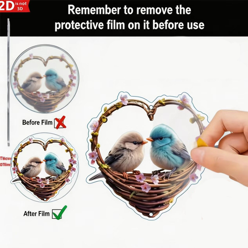 Heart-Shaped Bird & Bell Wind Chime 