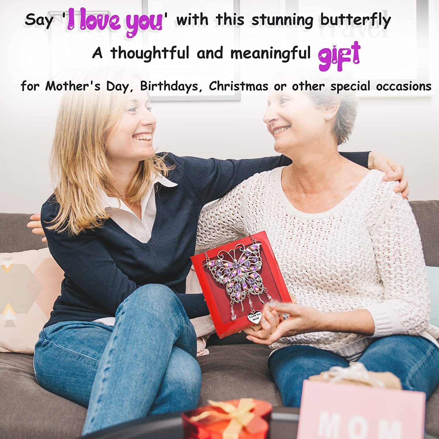 ​​Butterfly Elegance Meets Solar Magic | Mother's Day Garden Gift with Crystal Sparkle​​ ✨