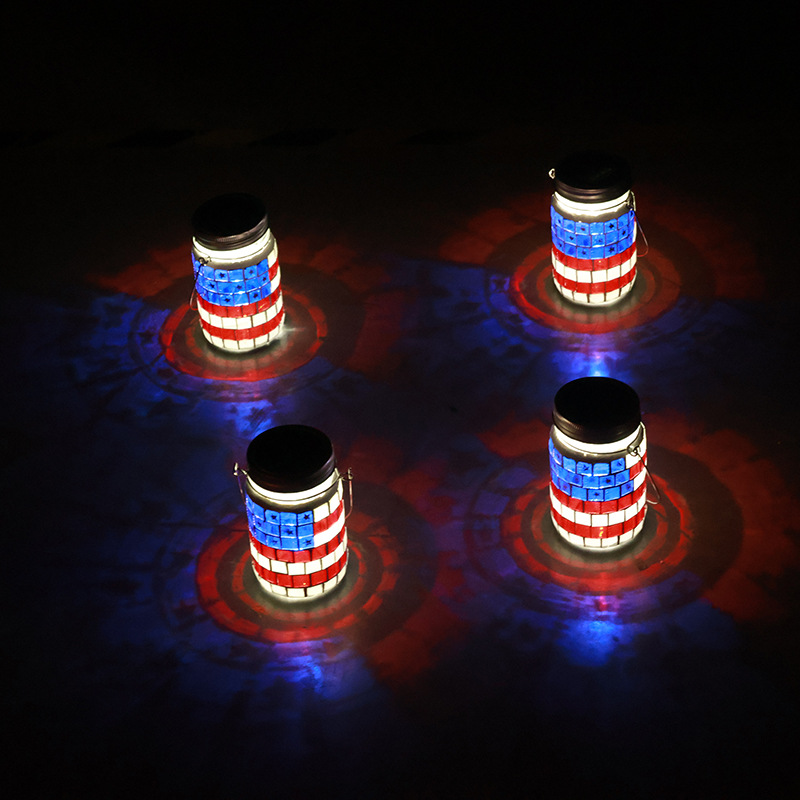 American Flag Mosaic Solar Waterproof Outdoor Light