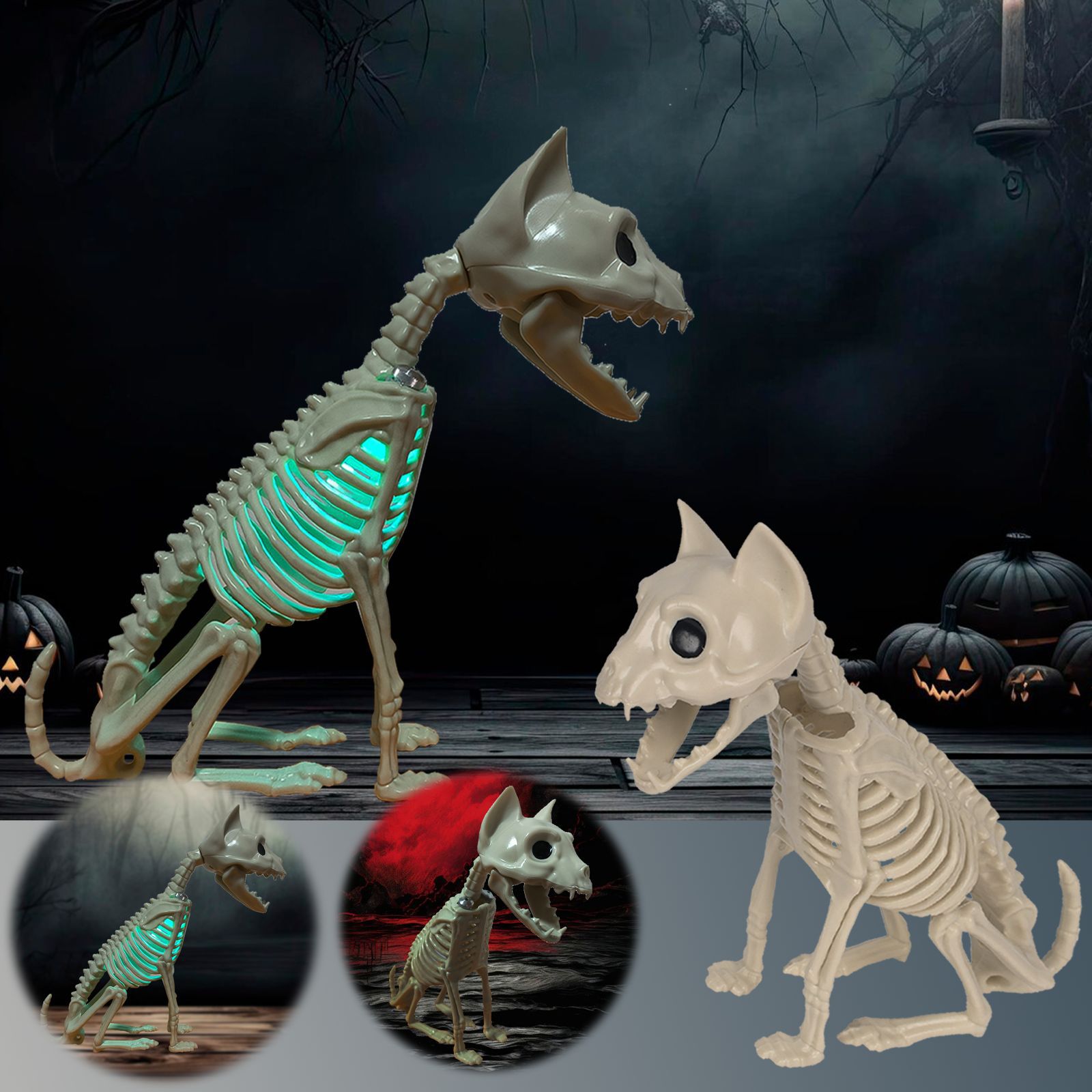 Spooky Halloween Animals Skeleton with Light 