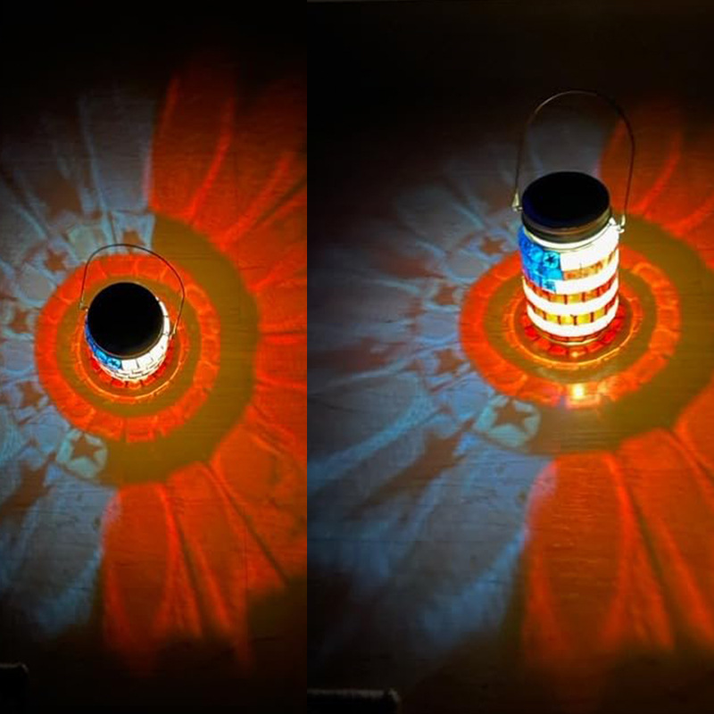 American Flag Mosaic Solar Waterproof Outdoor Light