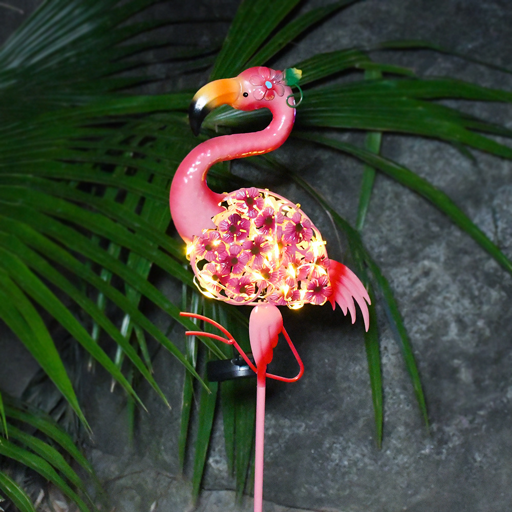 Pink Solar Flamingo Garden Ground Plug Decoration