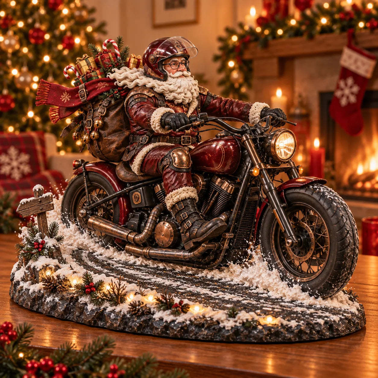 🏍️ Santa Motorcycle Christmas Figurine Collection