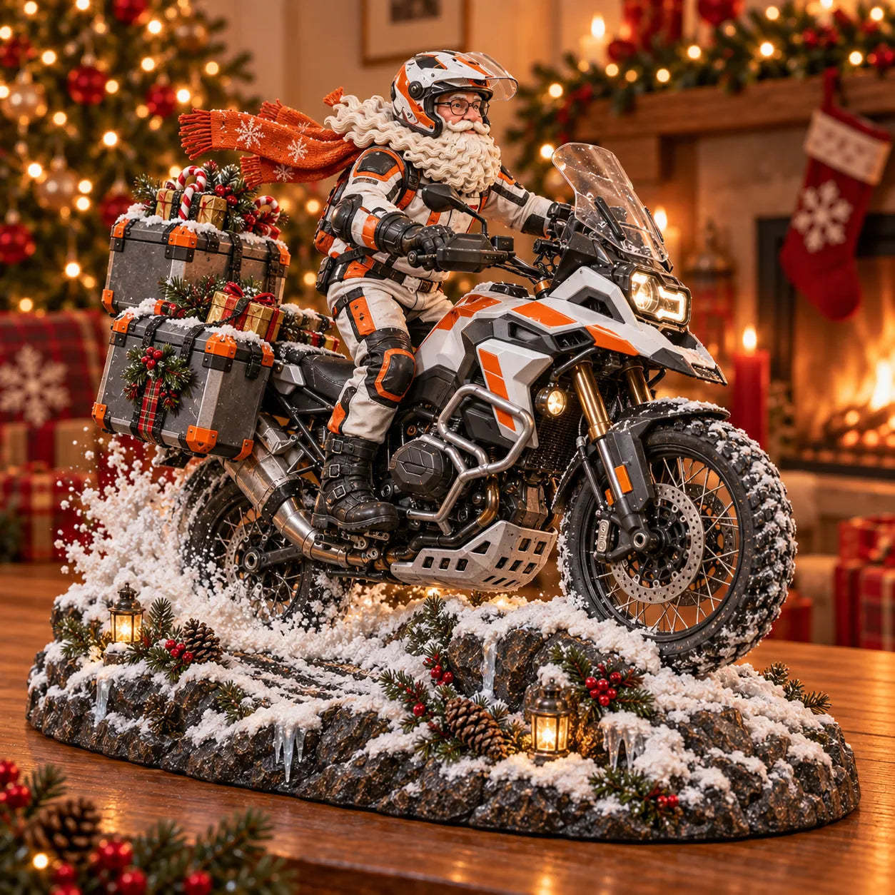 🏍️ Santa Motorcycle Christmas Figurine Collection