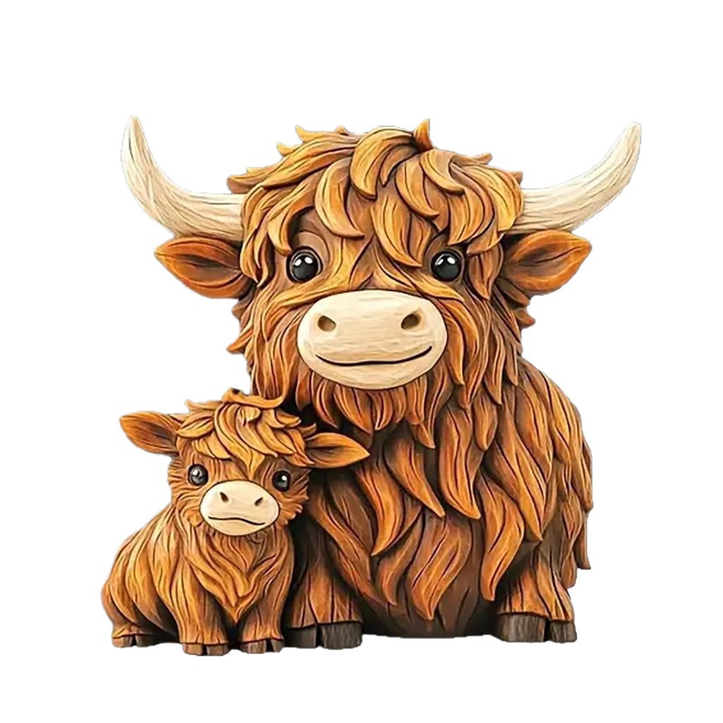 Mother and Child Highland Cow Resin Crafts Mother's Day Gift