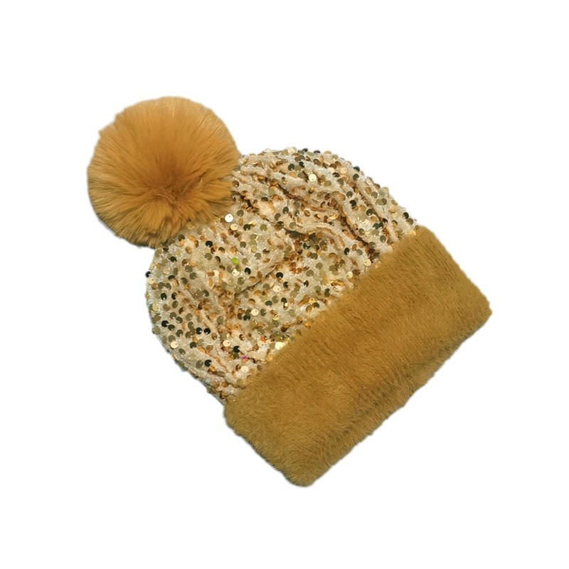 🔥Last Day 49% OFF - Sequin Fur Pom Beanie for Women