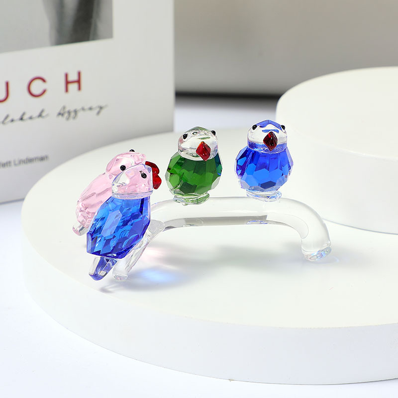 Handmade Blue Crystal Bird Figurine Collectible