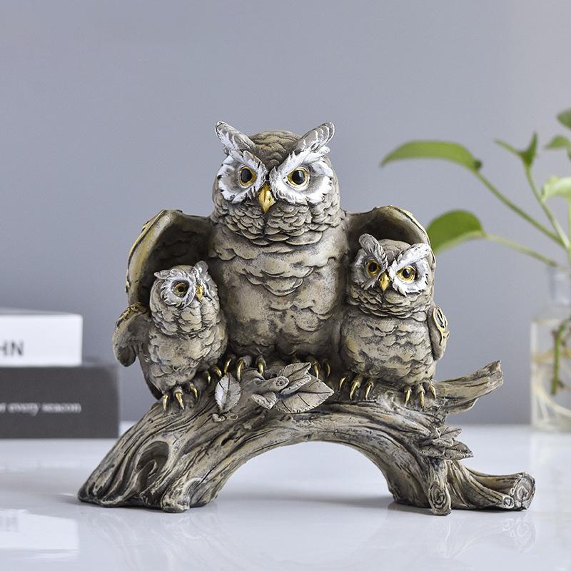 Modern Creative Owl Statue Resin Crafts Ornaments