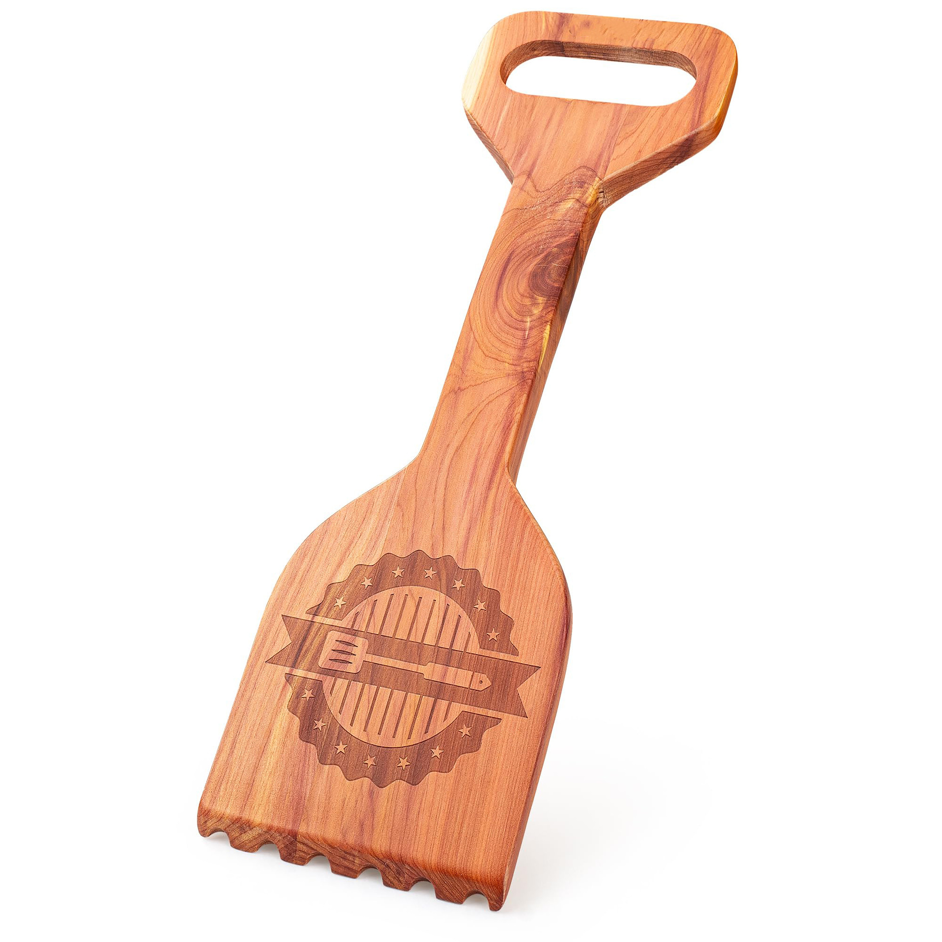Safe & Stylish BBQ Cleanup!Handmade Cedar Grilling Scraper - Protect Your Grill & Family!