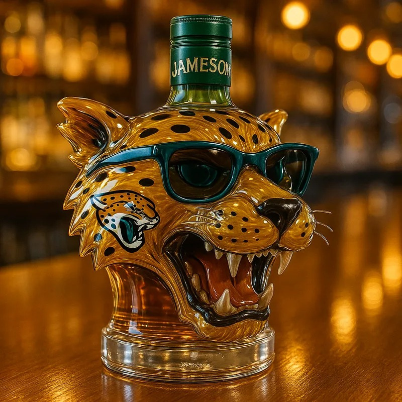 10oz Unique Leopard Print Whiskey Bottle