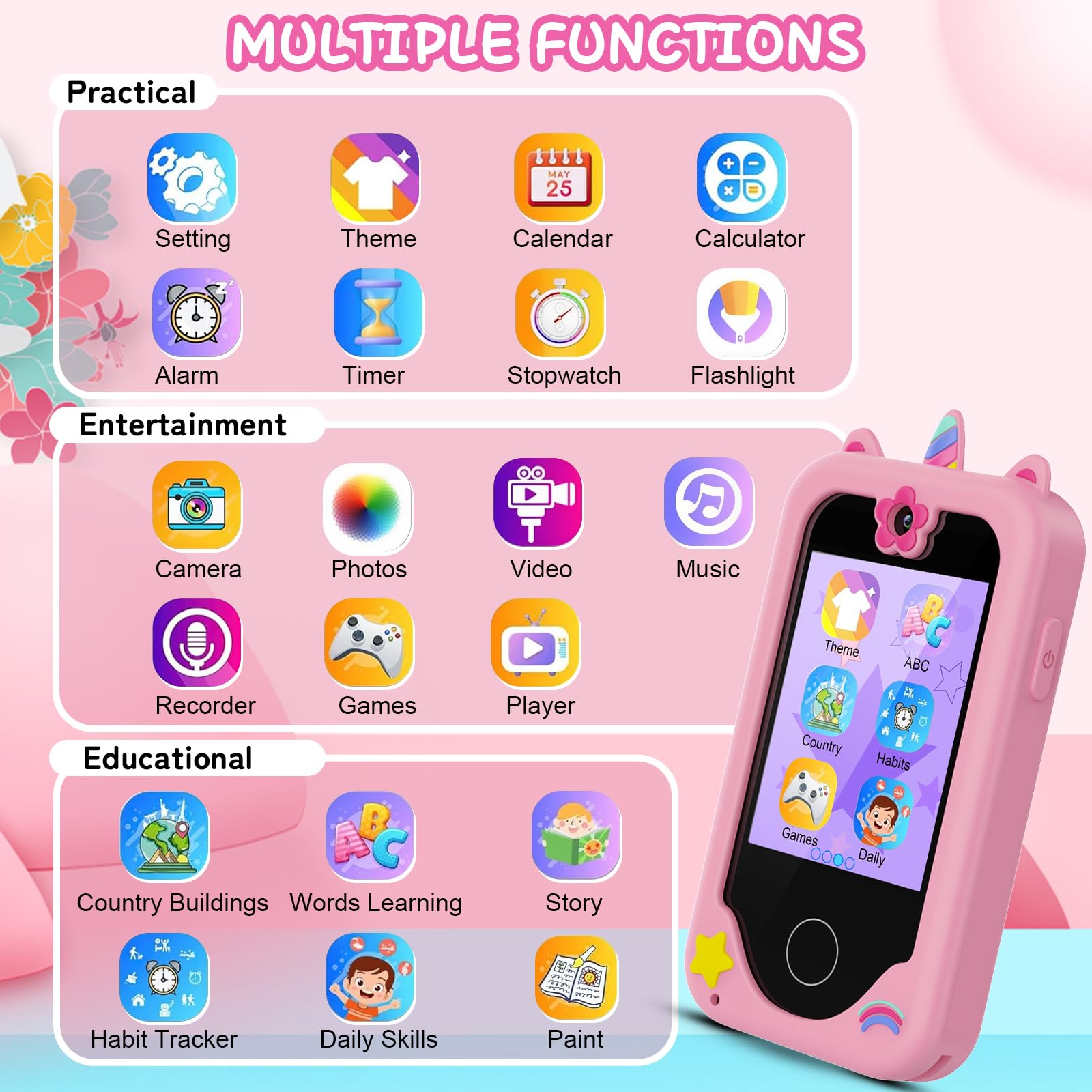 Kids Smart Phone for Girls Unicorns Toys