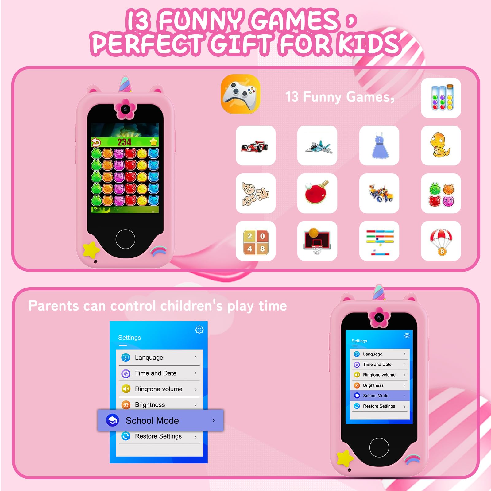 Kids Smart Phone for Girls Unicorns Toys