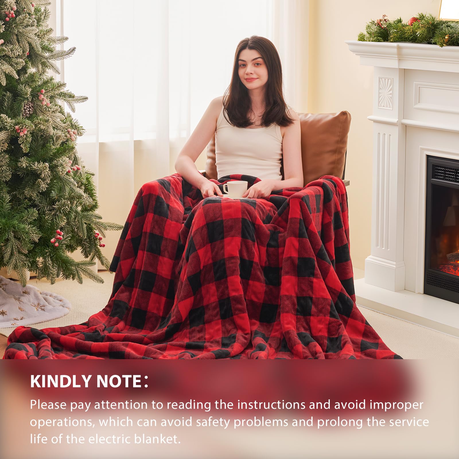 50“X60“ Ultra Soft Cozy Flannel Heating Blanket-Gifts For People Who Are Always Cold