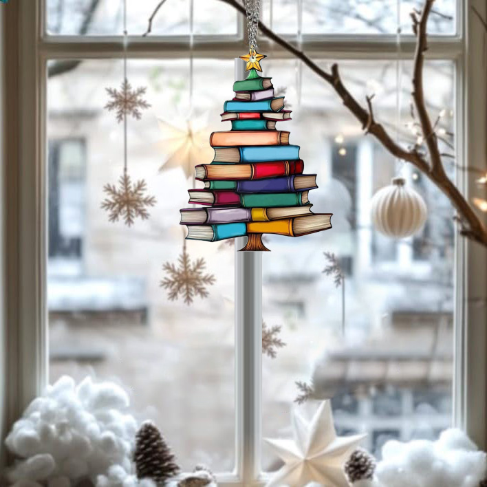 🔥LAST DAY 50% OFF - 🎄📚✨Christmas Book Tree Suncatcher Ornament