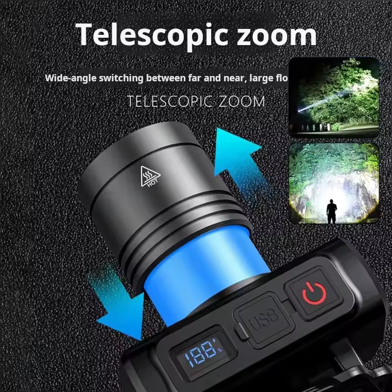Rechargeable Strong Head Lamp With Telescopic Zoom