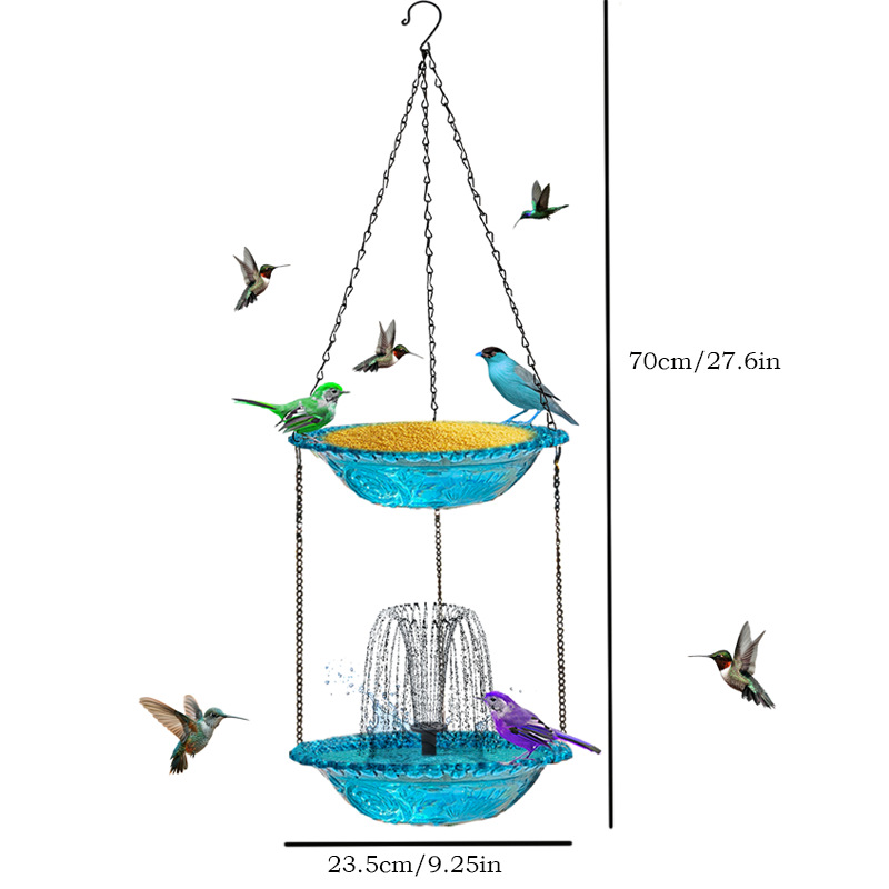 🐦 2-in-1 Hanging Bird Feeder & Bath with Fountain – Vibrant Garden Oasis ✨