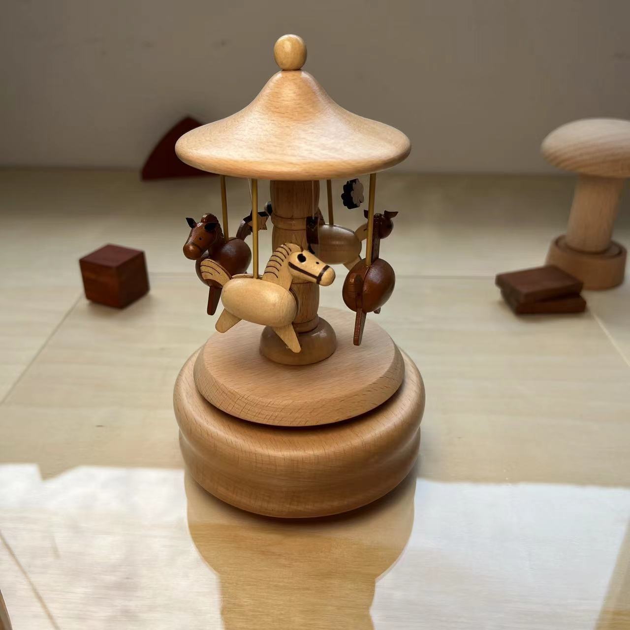 🔥Handmade Wooden Rotating Music Boxes