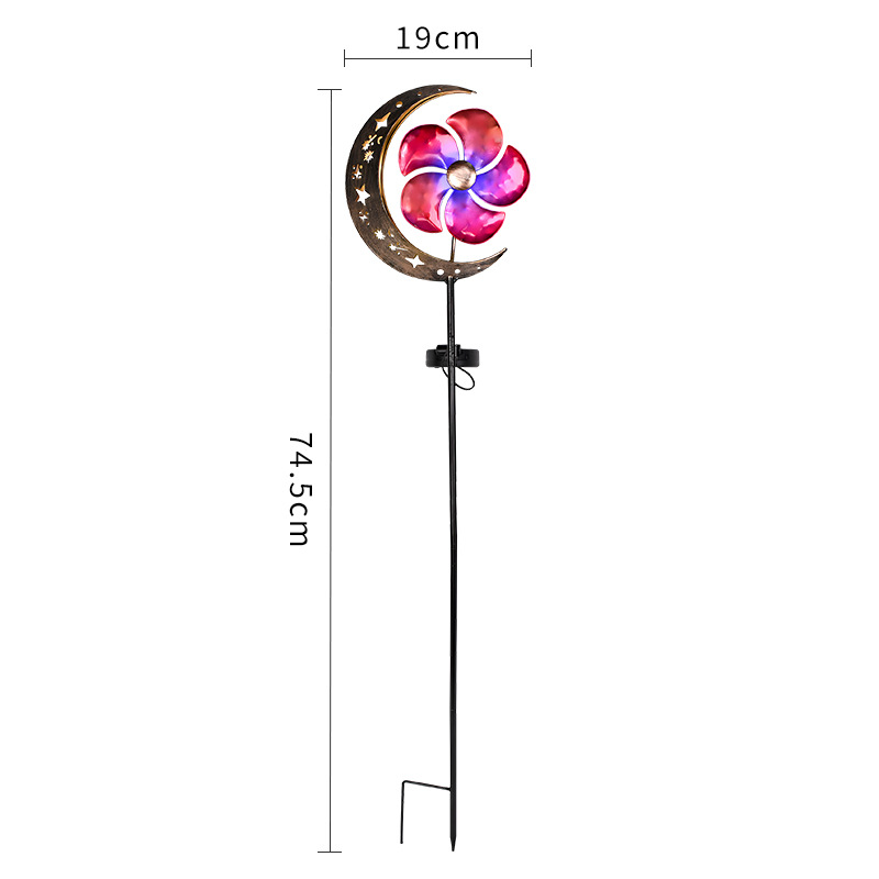 🌙 Moon & Flower Solar Windmill Light – Whimsical Garden Glow ✨