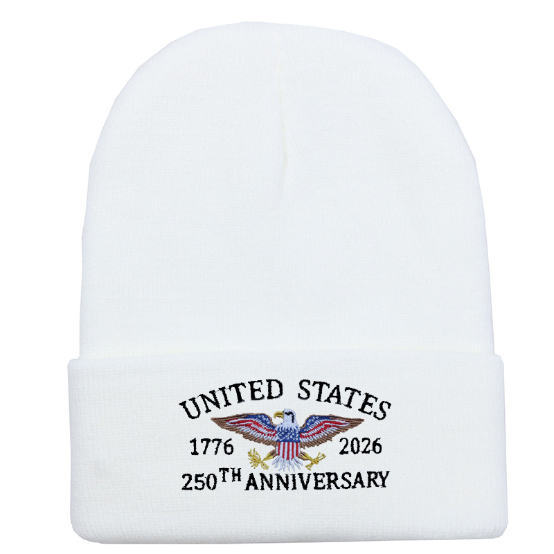 US 250th Anniversary Beanie Eagle Embroidered Knitted Hat