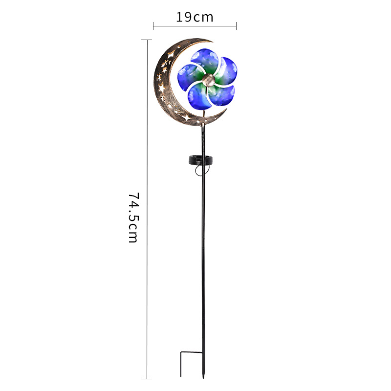🌙 Moon & Flower Solar Windmill Light – Whimsical Garden Glow ✨
