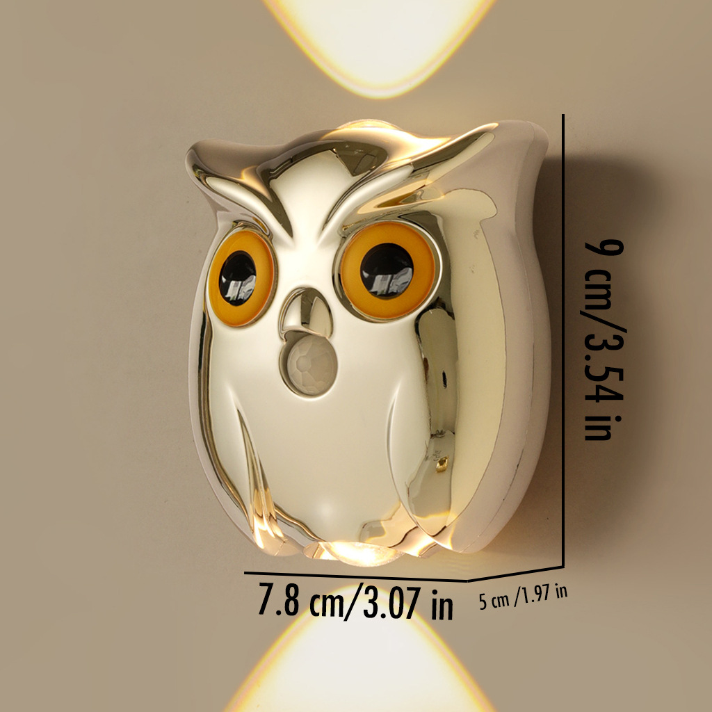 Motion Sensor Owl Magnetic Wall Light, Dual-Glow Up and Down Night Light